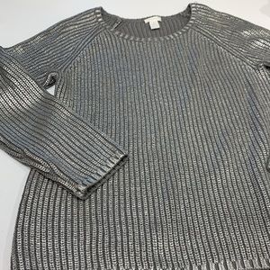Chico’s metallic silver sweater size one